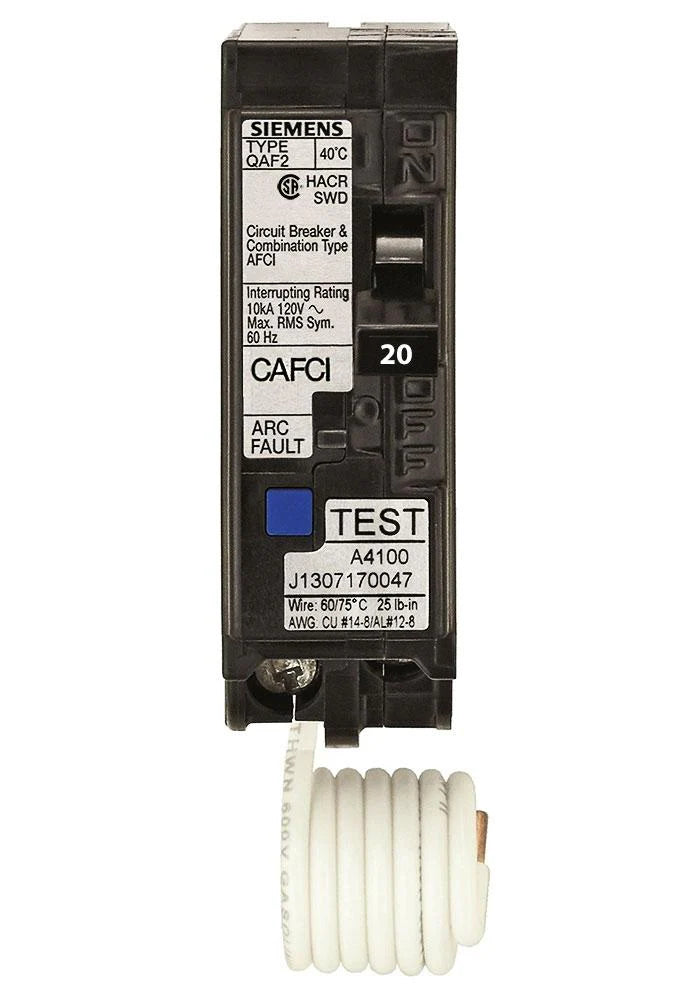 QA120AFCCSA - Siemens - 20 Amp Arc Fault (AFCI) Breaker Plug-In - 20 Amp - 1 Pole - 120 Volt