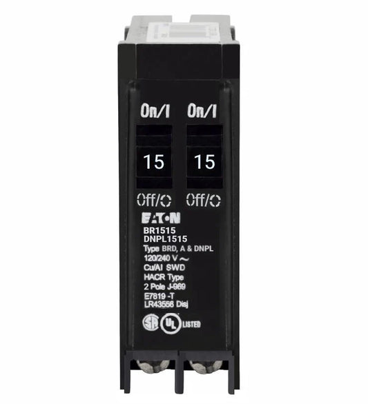 DNPL1515 - Eaton - 15/15 Amp Tandem Circuit Breaker Plug-In - 15/15 Amp - 1 Pole - 120 Volt